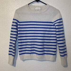 Cynthia Rowley Womens Size XS 100% Cashmere Nautical White Blue Striped Sweater